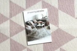 Dywan TWIN 22992 Geometryczny, bawełna, dwustronny Ekologiczny frędzle - różowy / krem