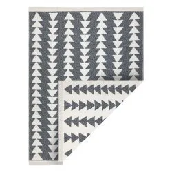 Szőnyeg TWIN 22994 Geometrikus, háromszögek csíkok pamut, kétoldalas Ökológikus rojt - antracit / krém