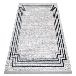 Szőnyeg TULS modern, strukturált, rojt 51242 Szegély elefántcsont / kék