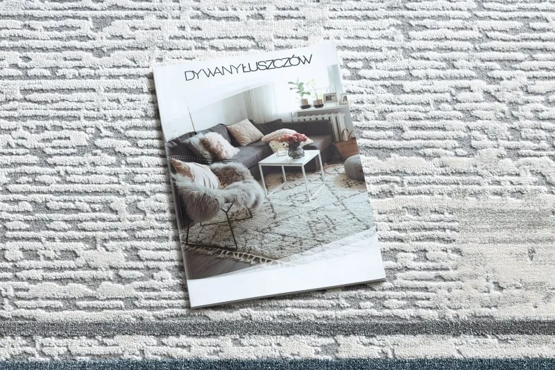 Dywan TULS nowoczesny, strukturalny, frędzle 51242 Ramka kość słoniowa / niebieski