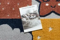 Dywan YOYO GD52 szary / żółty - Gwiazdki, chmurki, patchwork dla dzieci, strukturalny, sensoryczny Frędzle 