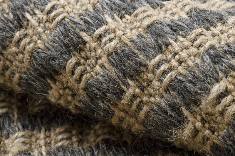 Dywan JUTE 3650 czarny / beż linie - jutowy, płaskotkany, frędzle