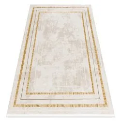 Szőnyeg DUKE 51523 krém / arany - Keret, strukturált, nagyon puha, rojtos