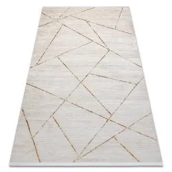 Szőnyeg DUKE 51557 krém / arany - Geometrikus, strukturált, nagyon puha, rojtos