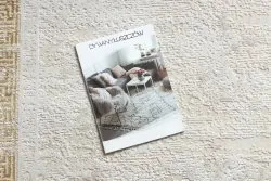 Dywan DUKE 51524 krem / złoty - Ramka, grecki strukturalny, bardzo miękki, frędzle