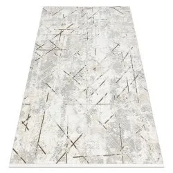 Szőnyeg DUKE 51393 krém / arany - Geometrikus, vintage strukturált, nagyon puha, rojtos