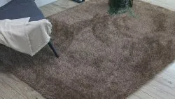 Dywan BUENOS 6650 shaggy jednolity, jednokolorowy ciemny beż