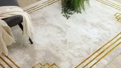 Dywan BLISS Z203AZ137 krem / złoty - Ramka, grecki, nowoczesny, strukturalny 
