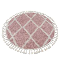 Berber Troik A0010 Kerek Szőnyeg 120cm Rózsaszín