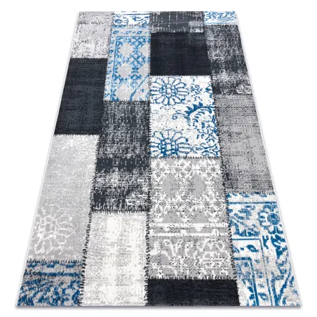 Klasszikus szőnyeg szürke és kék patchwork, ideális nappaliba