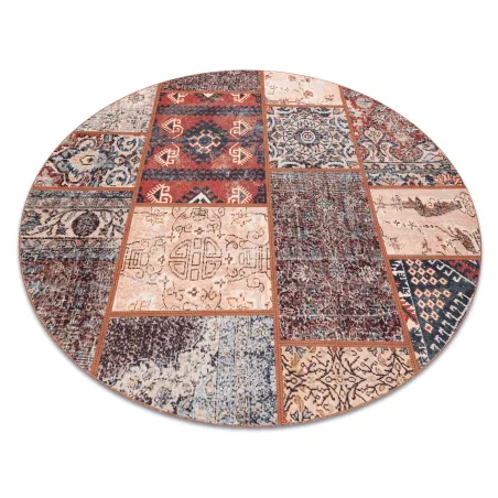ANTIKA ancient rust kör alakú szőnyeg, modern patchwork, mosható - terrakotta