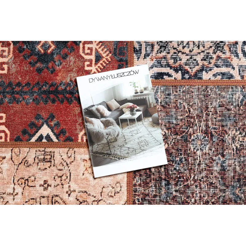 ANTIKA modern rdza szőnyeg, elegáns patchwork, mosható
