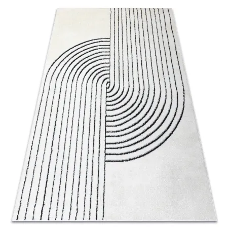 Modern geometrikus szőnyeg krém és fekete színben, stílusos dizájn, modern szőnyegek