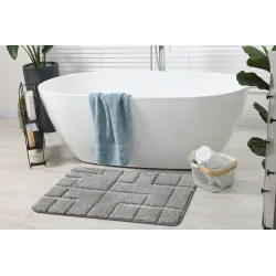 Modern SUPREME LINES szürke fürdőszoba szőnyeg, csúszásgátló design
