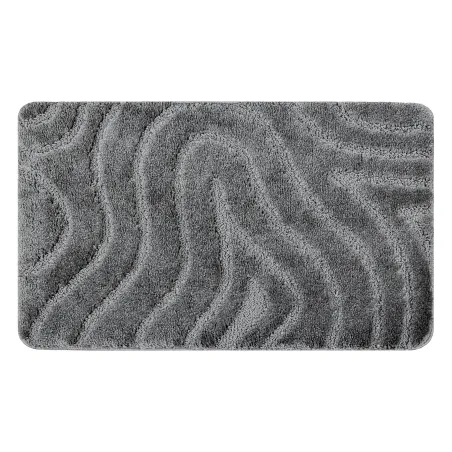 Supreme Waves szürke fürdőszoba szőnyeg, rugalmas, modern