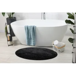 Elegáns SYNERGY fürdőszoba szőnyeg, kör alakú, fekete, modern dizájn