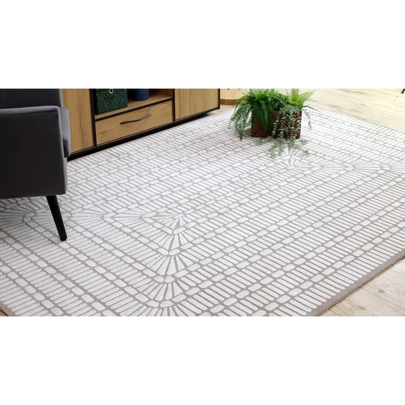 Bézs és krém színű PEARL 53132B szőnyeg, elegáns geometrikus mintával