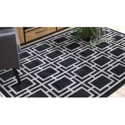 Modern fekete szőnyeg AMOUR 53078B geometrikus mintával