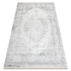 DISTIN 0201A fehér ornamentális szőnyeg, modern kék és világoszöld színekkel