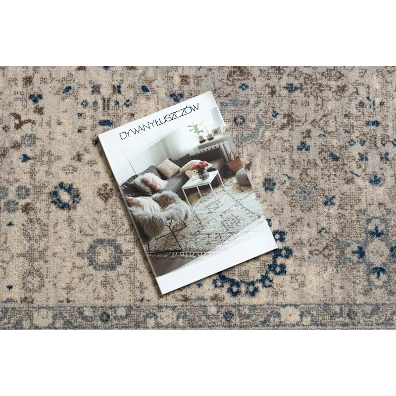 NAIN Ornament Gyapjú szőnyeg, elegáns bézs-kék színben, bármilyen helyiségbe