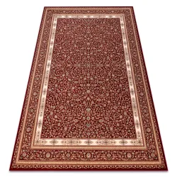NAIN Ornament gyapjú szőnyeg kerete bordeaux bézs