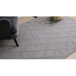 Boho stílusú szürke TAHAR 99001G gyapjú szőnyeg, divatos és elegáns