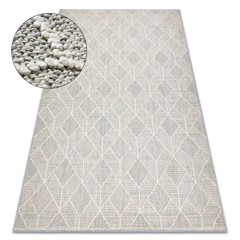 Jersey geometrikus hurok szőnyeg - szürke, struktúrált BOHO, második osztály