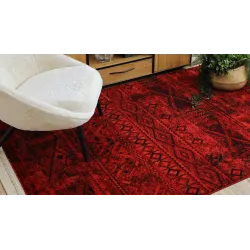 Bordó és fekete szőnyeg, elegáns keleti szőnyeg nappalihoz