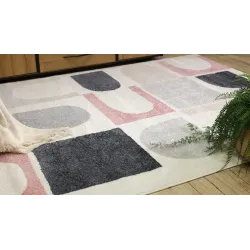 Modern FUSION 0213 szőnyeg fehér és rózsaszín árnyalatokban, elegáns