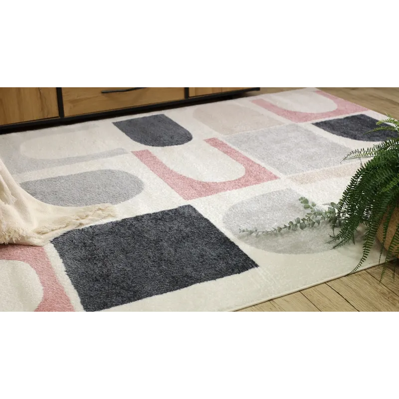 Modern FUSION 0213 szőnyeg fehér és rózsaszín árnyalatokban, elegáns