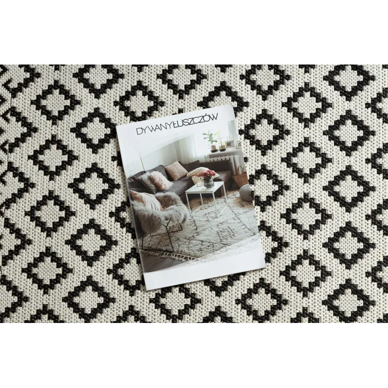 Elegáns sisal szőnyeg krém és fekete színben, ideális nappalikhoz