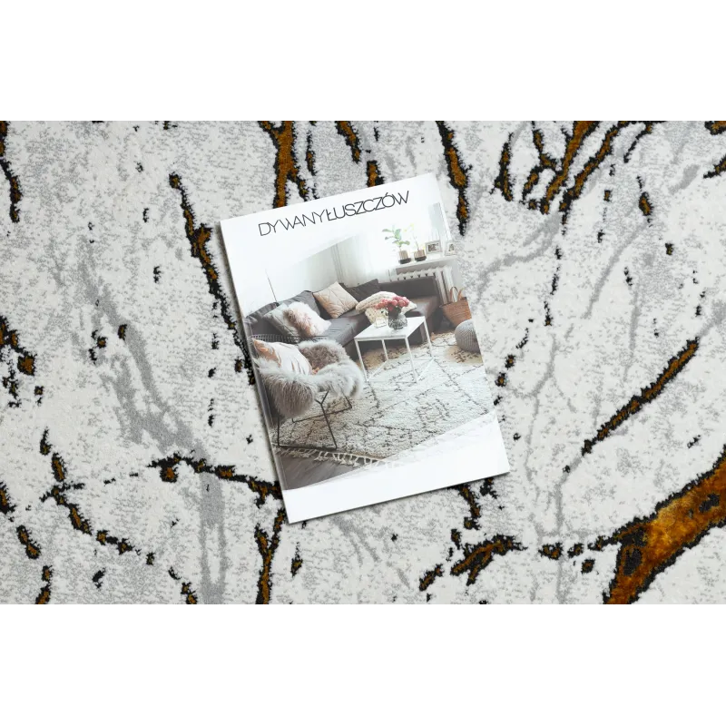ALLURE 1963 modern futó szőnyeg elegáns fehér és arany színben, tökéletes modern belső terekhez