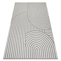 FLAT sisal szőnyeg körök csíkok szürke/krém