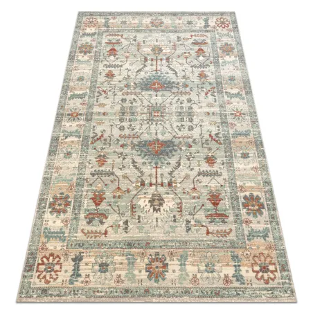 SOHO 477.09 Gyapjú szőnyeg Boho stílusban, természetes bézs és zöld színek