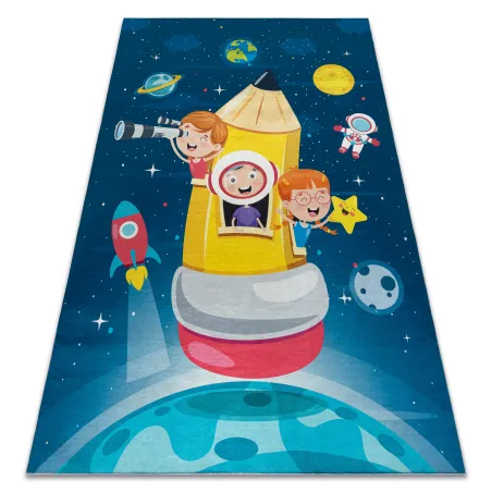 Mosható BAMBINO 42810 szőnyeg kék és barna, csúszásgátló gyerekeknek