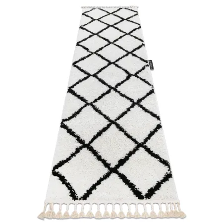 Berber Cross fehér szőnyeg - modern futó szőnyeg konyhába és előszobába