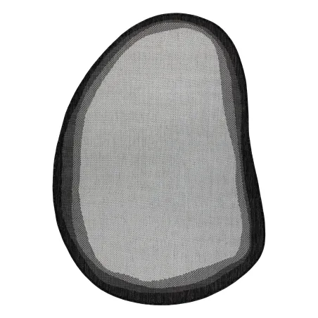 ORGANIC 2125 Kő Krém Fekete szőnyeg - modern, természetes sisal szőnyeg, szabálytalan forma