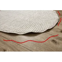 Fehér pufos szőnyeg, kerek forma, modern stílus