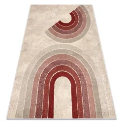 FUSION 0807 Geometrikus szőnyeg - modern, geometrikus dizájn krém és bordó színekben
