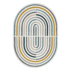 FUSION 5711 geometrikus szőnyeg fehér és sötétzöld színben, modern dizájn