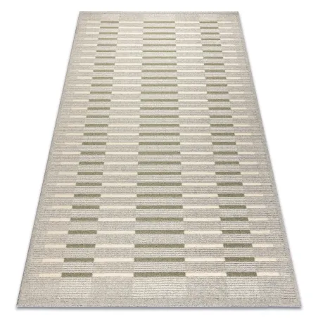 FLUX 461.124.SA400 gyapjú szőnyeg szürke-zöld geometrikus mintával