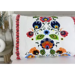 huzat 50x150 cm – Krepp, Folklore Piros csík, Cipzár