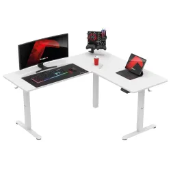 Hero 9.5 Gamer Asztal Sarok Elektromos Fehér 160 cm