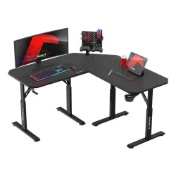 Hero 7.3 Sarok Gamer asztal magasságszabályozással Fekete 140 cm
