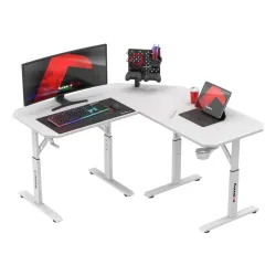 Hero 7.3 fehér sarok gamer asztal 140 cm magasságállítással