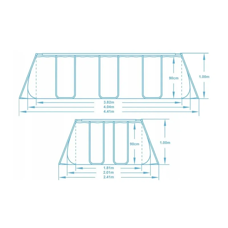 Fémvázas medence 404 x 201 x 100 cm, tökéletes a kertben való pihenéshez