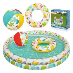 3in1 Gyermek medence 122 x 20 cm + Gyűrű + Labda Bestway 51124
