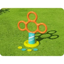 Bestway Frisbee Állvány Karikákkal Gyerekeknek, tökéletes kültéri játékhoz a kertben