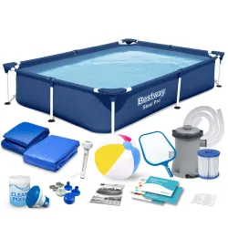 Bestway 56401N Téglalap alakú medence kerettel 221 x 150 x 43 cm 16az1-ben