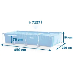 INTEX 28273 450x220x84 cm-es kerti vázas medence, tartós PVC anyagból készült